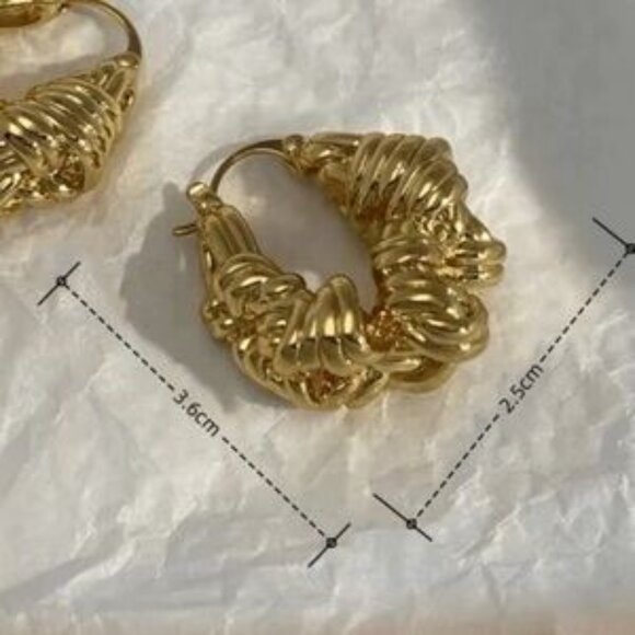 Wrapped Knot Hoop Earrings Trendy Twisted Rope Style Lightweight Statement Hoops - Picture 3 of 3